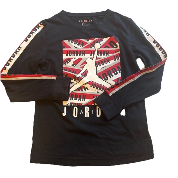 Jordan Other - Air Jordan Taped Up Youth Black Crewneck Sweatshirt Boys Medium Jumpman 10-12